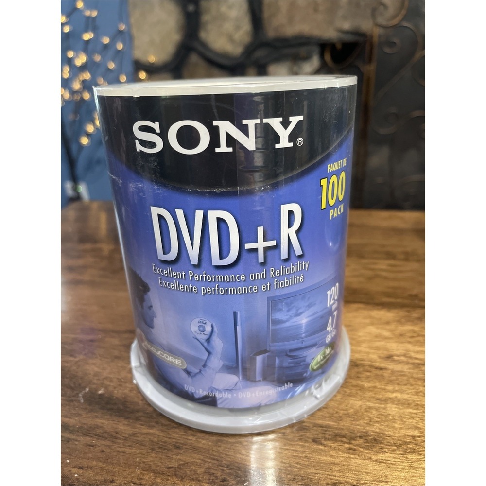 Sony DVD+R 4.7 GB AccuCore Recordable DVDs Physical Media 100 Disc Pack - New!**